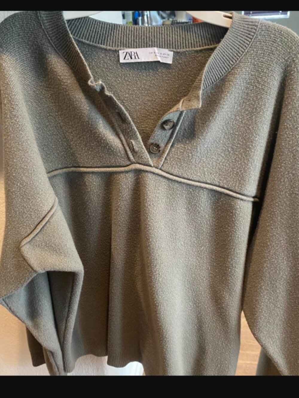 Zara Women's Green and Khaki Jumper